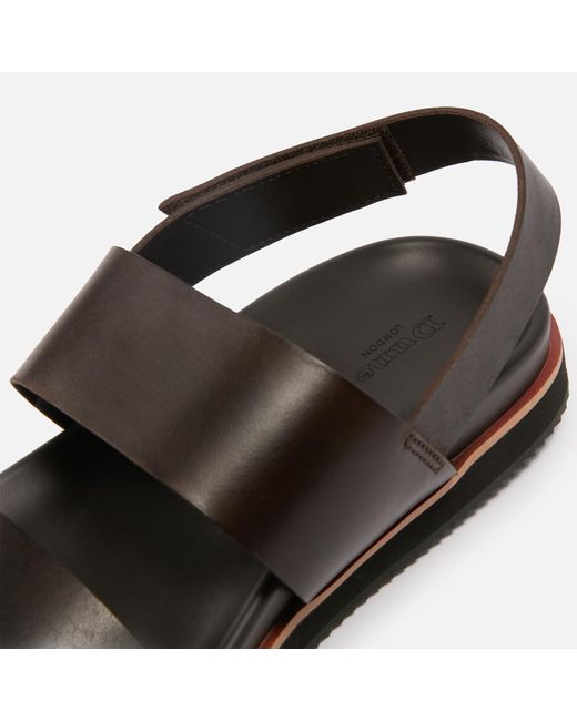 Dune Brown Idda Utilitarian Strap Leather Sandals for men