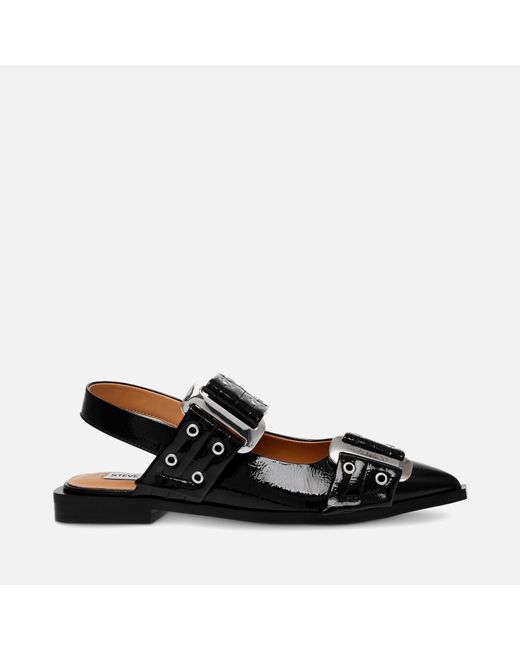 Steve Madden Black Grand Ave Faux Patent Leather Flats