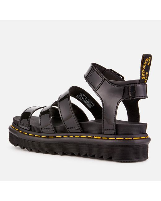 Dr. Martens Blaire Patent Lamper Strappy Sandals in Black | Lyst