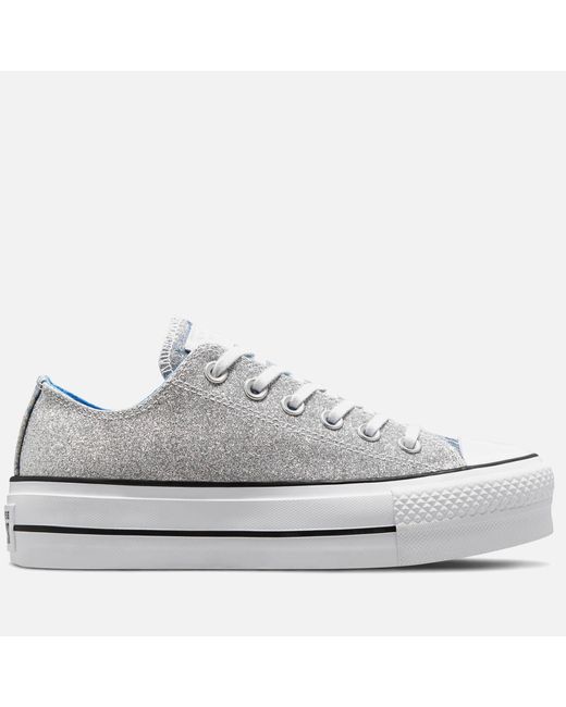 converse silver trainers