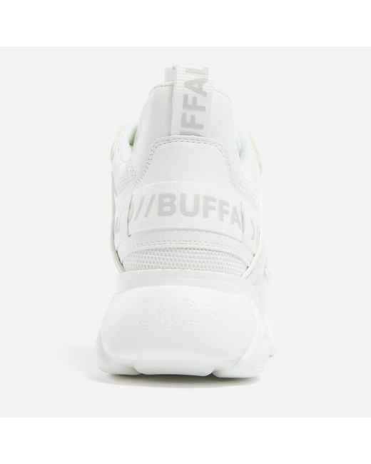 Buffalo White Cld Chai Faux Leather Trainers