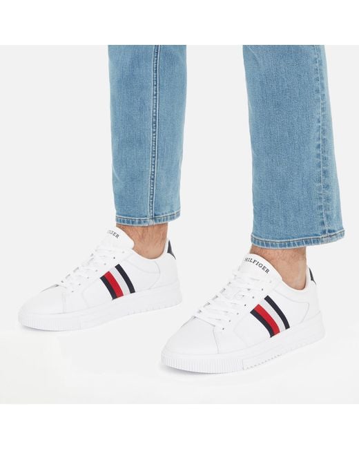Tommy Hilfiger White Leather Cupsole Trainers for men