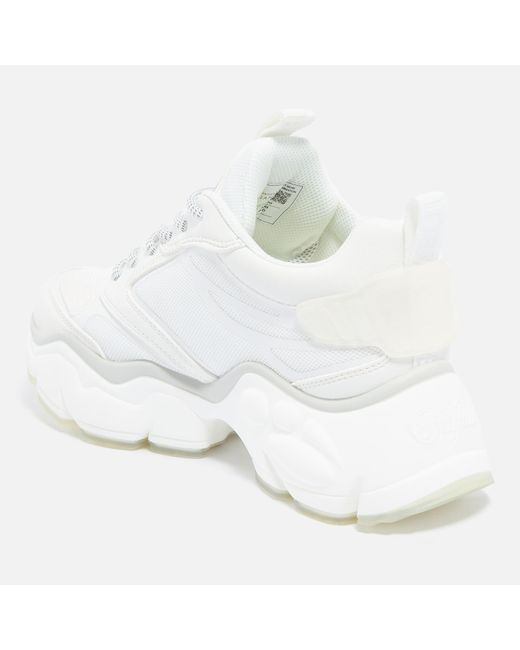 Buffalo White Binary Athena Faux Leather And Mesh Trainers