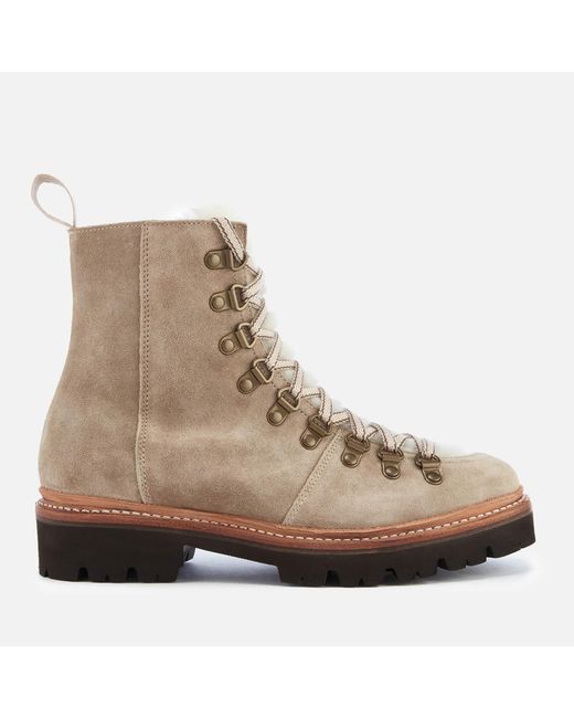 Grenson Nanette Suede Hiking Style Boots in Beige (Natural) - Lyst