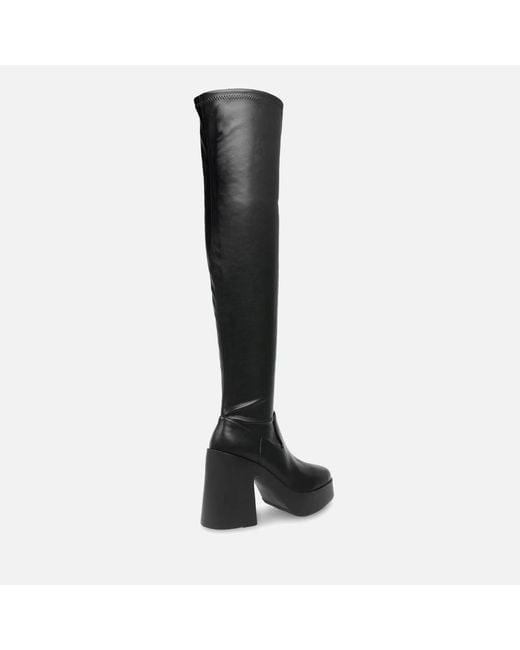 Steve Madden Black Clifftop Faux Leather Heeled Knee Boots