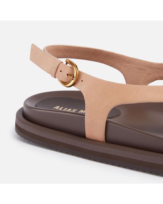 Alias Mae Brown Daisy Toe Post Leather Sandals