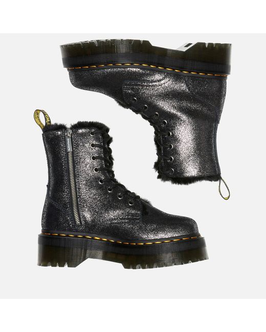 Dr. Martens Black Jadon Distressed Metallic Leather Boots
