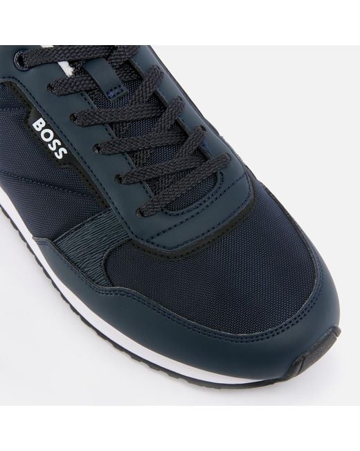 Boss Blue Kai Mixed-material Trainers With Pop-colour Details for men