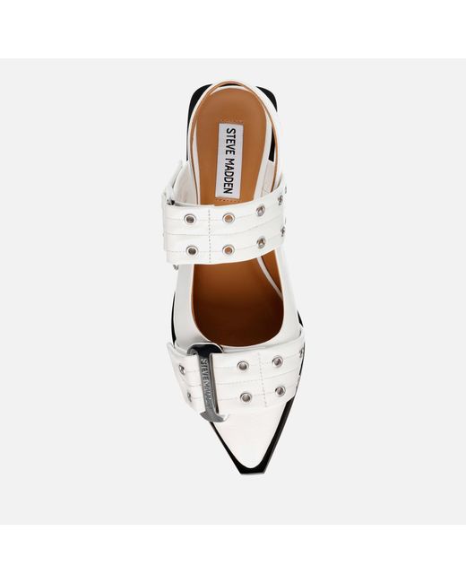 Steve Madden White Grand Ave Faux Patent Leather Flats