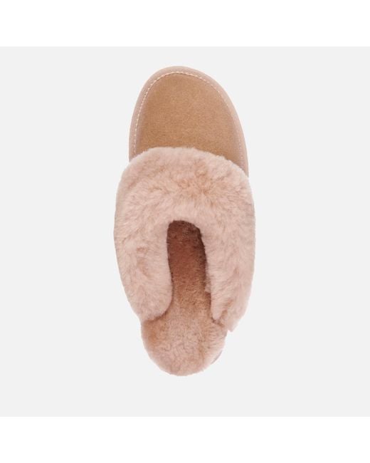 EMU Natural Jolie Suede And Shearling Slippers