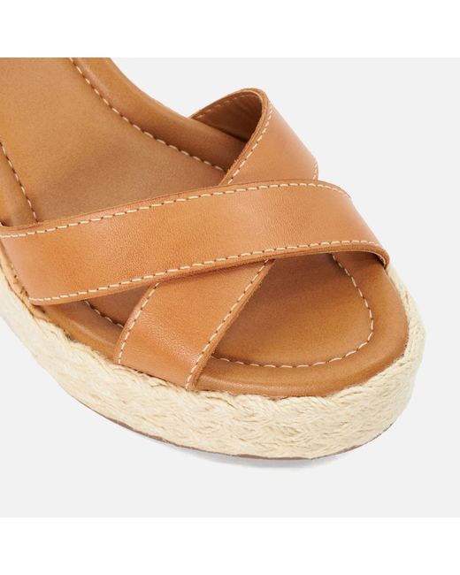 Dune Metallic Kindest Leather Wedge Sandals