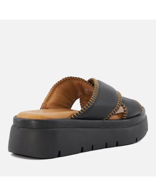 Dune Brown Litch Leather Sandals