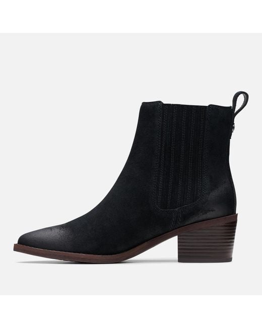 Clarks Black Morzine Top Suede Western Boots