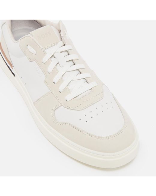 Boss Natural Clint Leather Suede Tennis Trainers for men