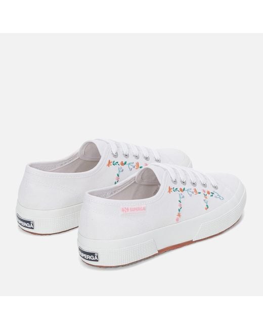 Superga White 2750 Floral-embroidered Canvas Trainers