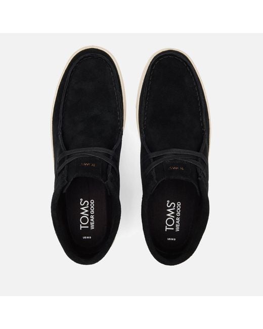 TOMS Black Trvl Lite Leather Moc Chukka Boots for men
