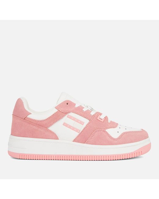 Tommy Hilfiger Pink Leather Suede Basketball Trainers