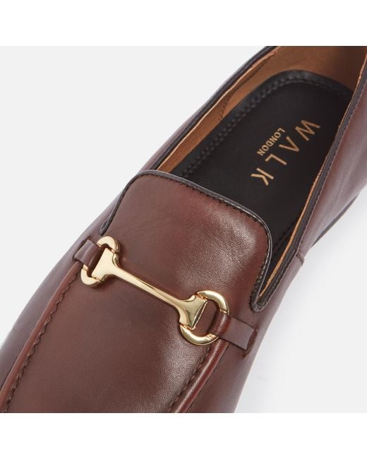 Walk London Brown Trent Leather Trim Loafers for men
