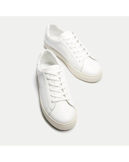 Walk London White Harrison Leather Cupsole Trainers for men