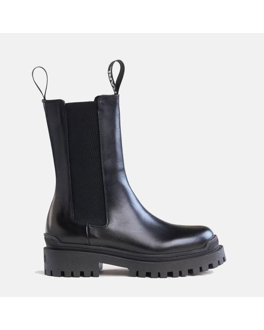 Karl Lagerfeld Biker Ii Long Core Leather Chelsea Boots in Black - Save ...