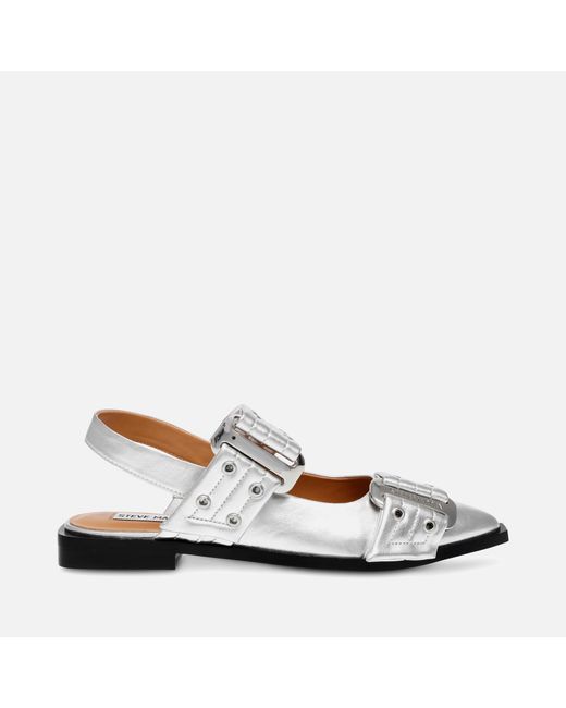 Steve Madden White Grand Ave Faux Leather Flats