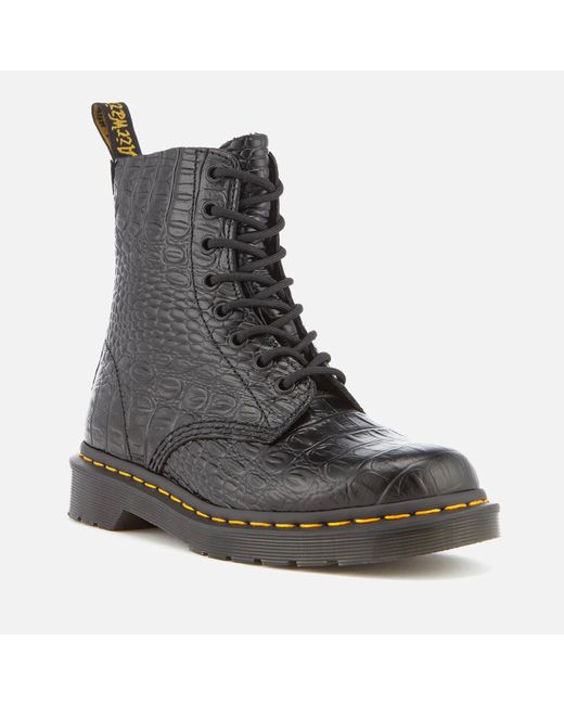 Dr. Martens Pascal Croc Leather 8 eye Lace Up Boots in Black Lyst