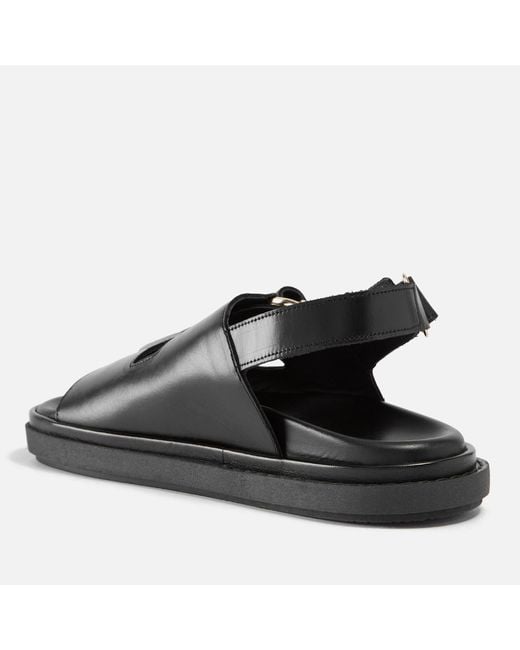 Alohas Black Harper Leather Double Strap Sandals