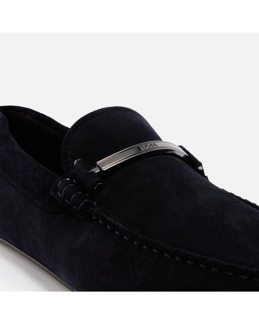 Boss Blue Noel Suede Moccasin Shoes for men
