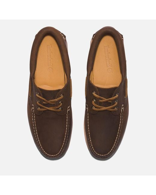 Timberland Brown Authentics 3 Eye Nubuck Classic Boat Shoes for men