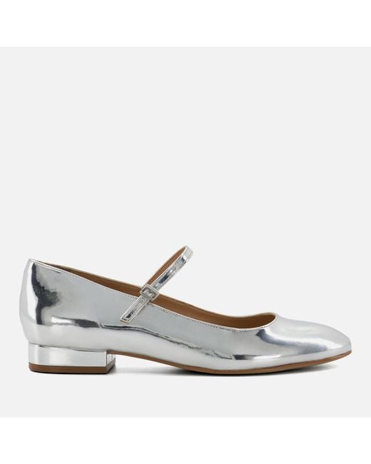 Dune White Hipplie Patent-leather Mary Jane Flats