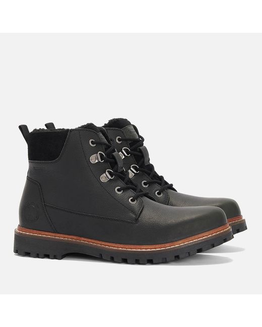 Barbour Black Storr Waterproof Leather Lace Up Boots for men