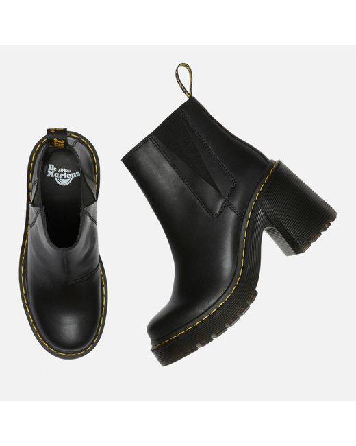 Dr. Martens Black Spence Leather Flared Heel Chelsea Boots