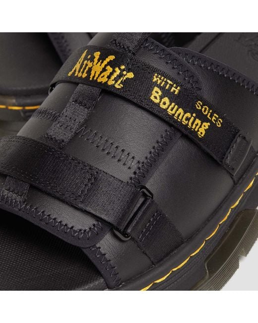 Dr. Martens Black Ayce Ii Leather And Webbing Slide Sandals for men