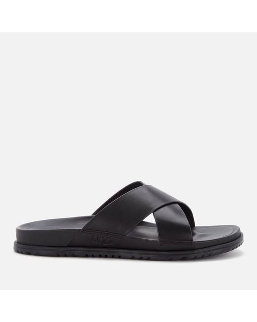 Ugg Black Wainscott Leather Slide Sandals for men