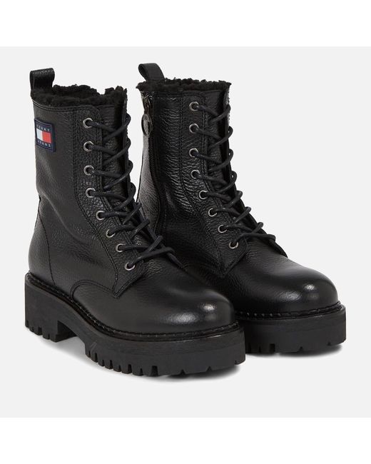 Tommy Hilfiger Black Urban Warm Lined Leather Lace-up Boots