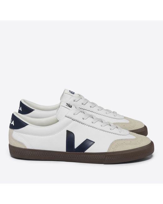 Veja White Volley Pebble-grain Leather Trainers for men