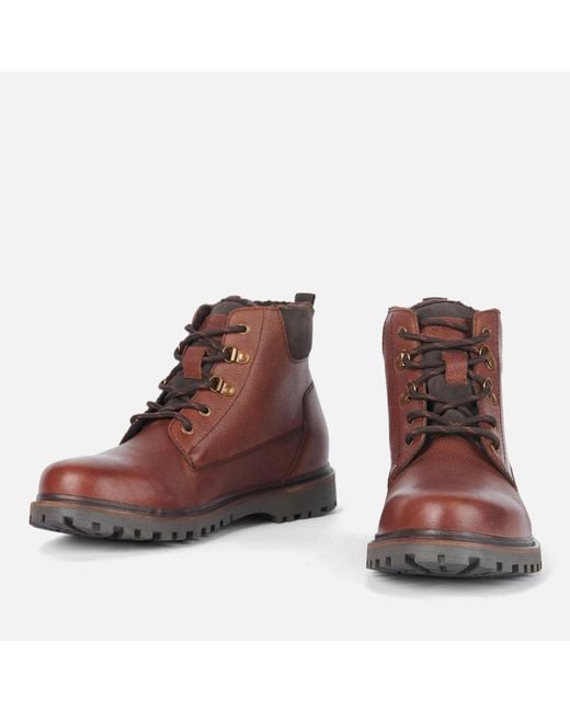 Barbour Brown Storr Waterproof Leather Lace-up Boots for men
