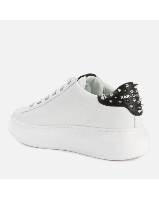 karl lagerfeld exclusive leather flatform trainers in white croc