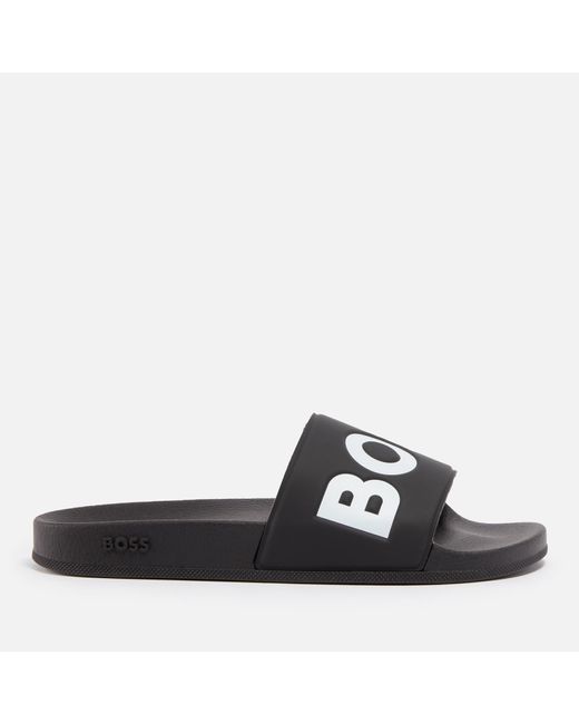 Boss Black Aryeh Faux Leather And Rubber Slides for men