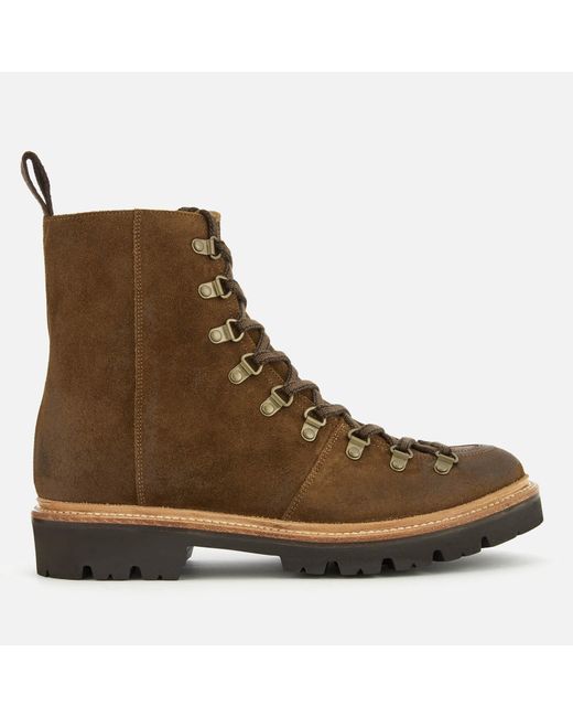 GRENSON Brown Brady Suede Hiking Style Boots for men