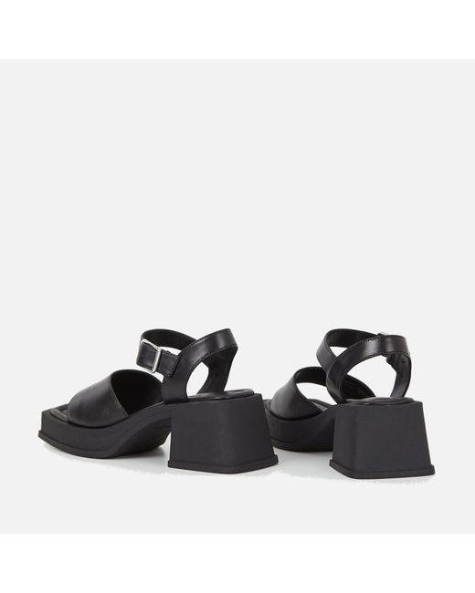 Vagabond Black Hennie Leather Heeled Platform Sandals