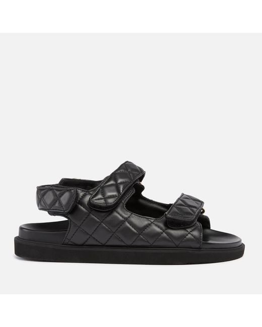 Alohas Hook-loop Leather Double Strap Sandals in Black | Lyst