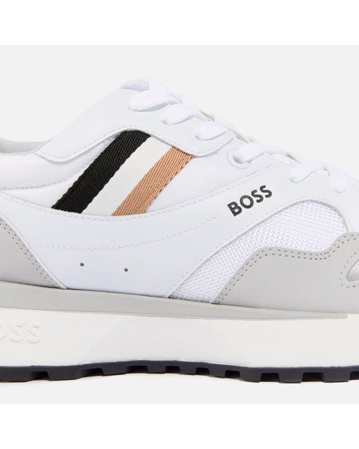 Boss White Titanium Mesh And Suede Sporty Trainers for men
