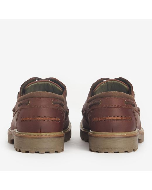 Barbour Brown Basalt Leather Boats Shoes for men