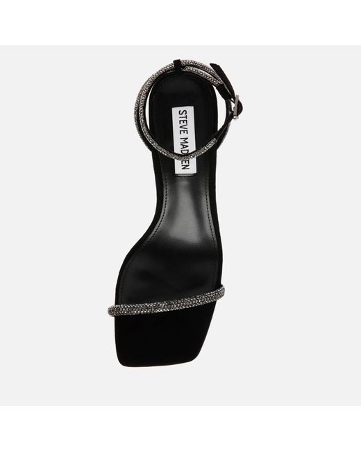 Steve Madden Black Leva Embellished Faux Suede Heeled Sandals