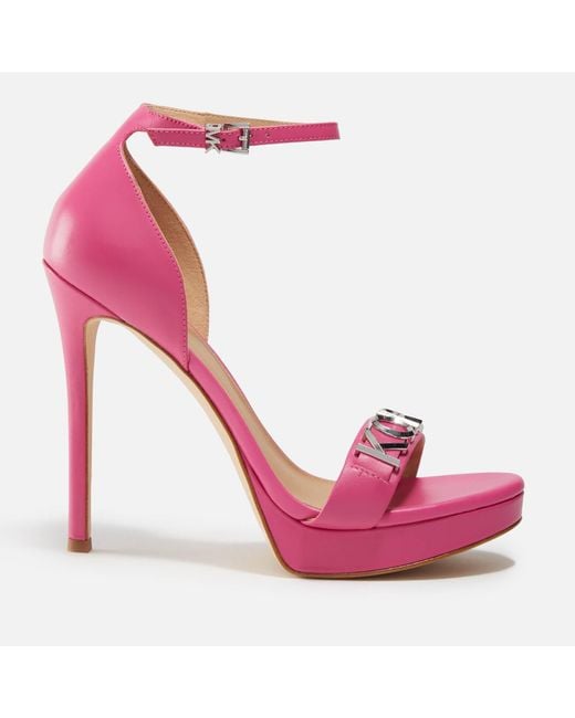MICHAEL Michael Kors Pink Jordyn Leather Platform Heeled Sandals