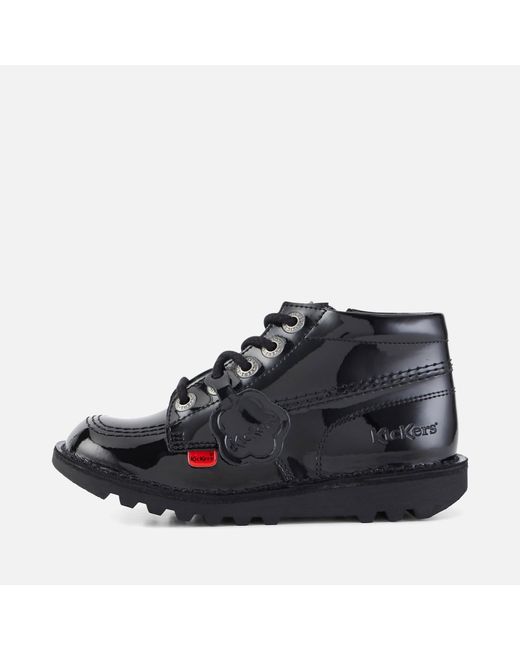 Kickers Black Junior Kick Hi Patent Leather Zip Boots