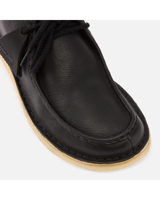 Clarks Black Desert Nomad Leather Moccasin Shoes for men