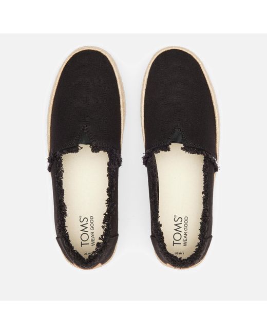 TOMS Black Valencia Canvas Flatform Espadrilles