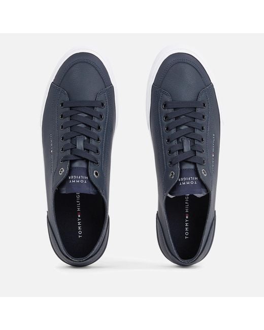Tommy Hilfiger Blue Vulcanized Leather And Faux Leather Trainers for men